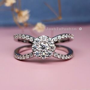 0.8CTW Full Moissanite Ring In Sterling Silver